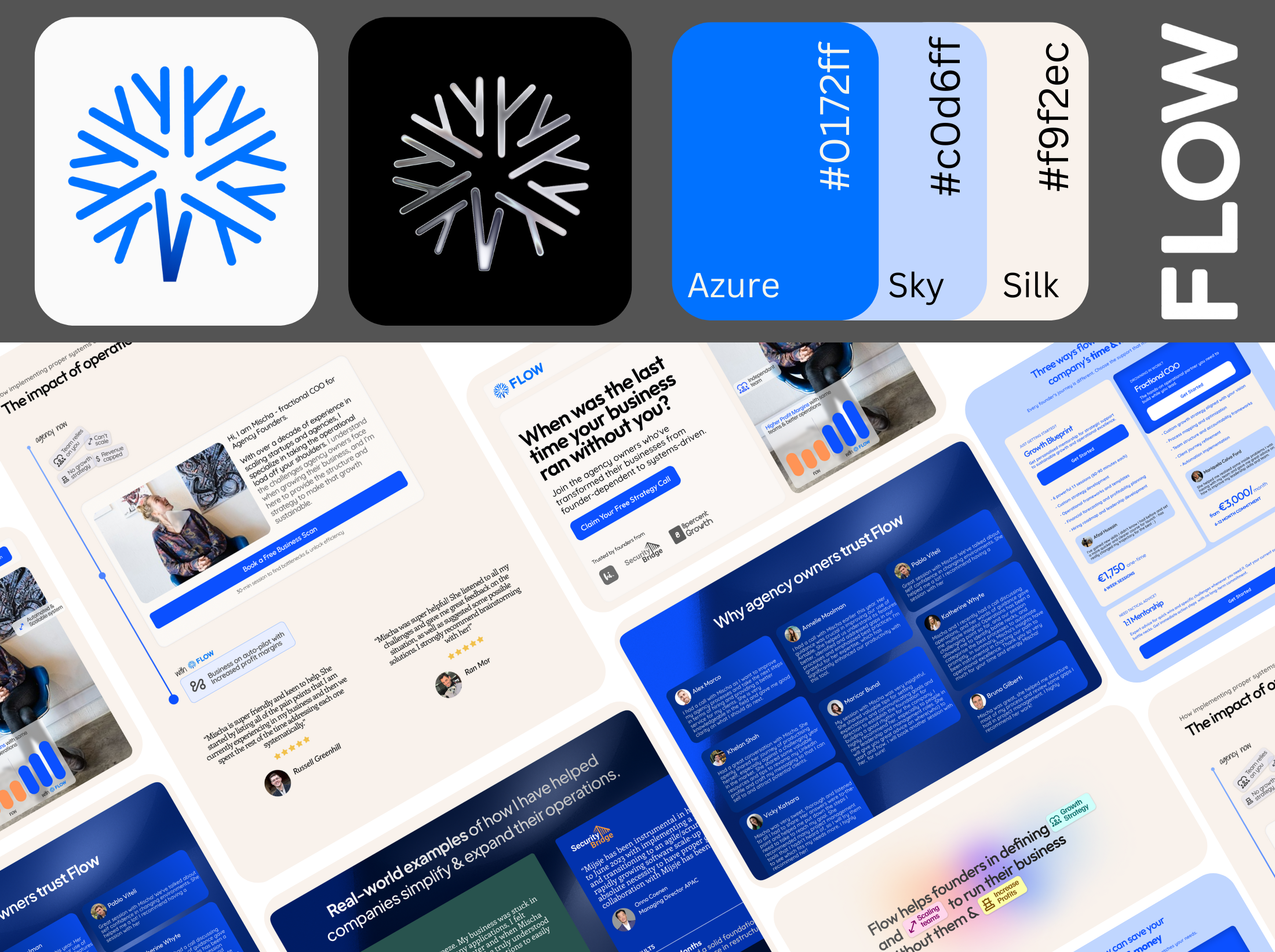 Agency/Consultancy/Service Branding/ Landing Page design about ageny owners beige blue branding business owners consultancy entrepreneur female flow fractional hero how to landing page light mode process section service providers solo owner testimonial