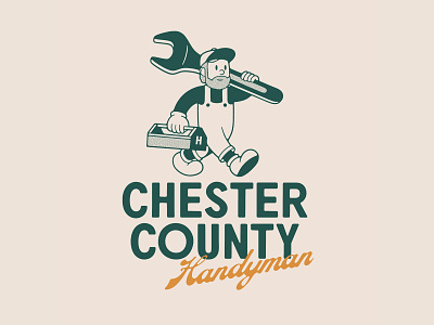 Chester County Handyman character design font handmade handyman illustration lettering logo mark mascot pennsylvania texture type typography
