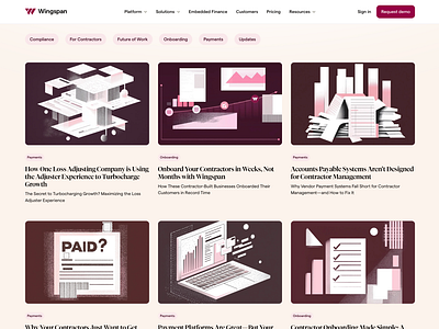 Wingspan Blog Illustrations ai blog branding content marketing finance fintech illustration image generation midjourney saas scalable illustration system startup tech