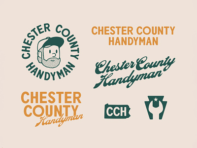 Chester County Handyman brand branding design font handmade handyman icon illustration keystone lettering logo mark pennsylvania script texture type typography