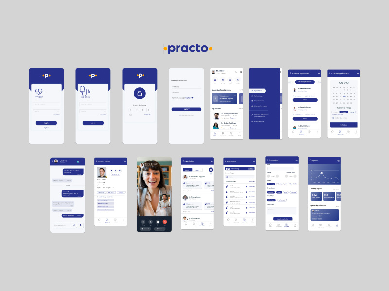 Practo - Doctor's App Interface Design doctor app doctor appointment app doctor mobile app healthcare app design healthcare ui medical app medical application minimal