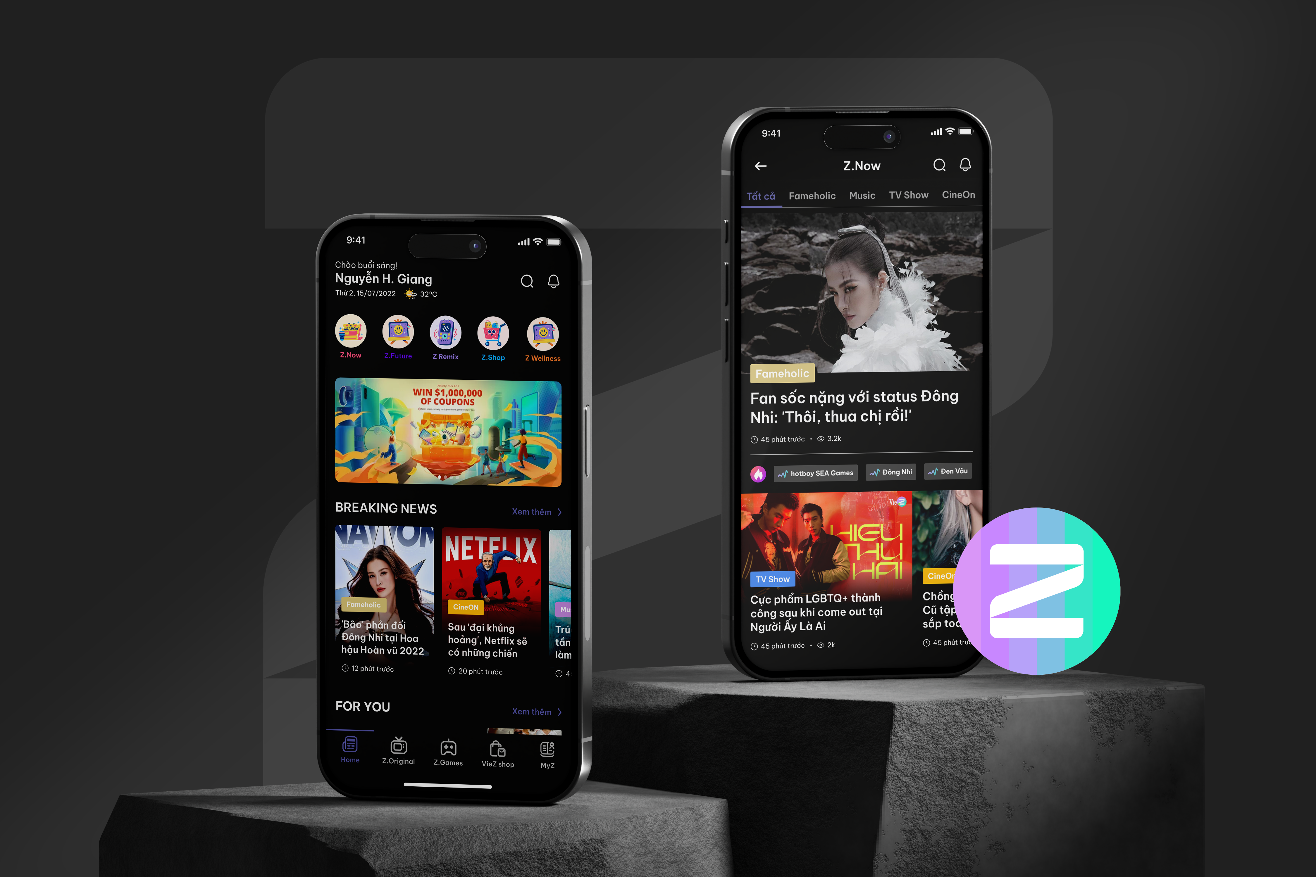 VieZ Entertainment App mobile app news app ui
