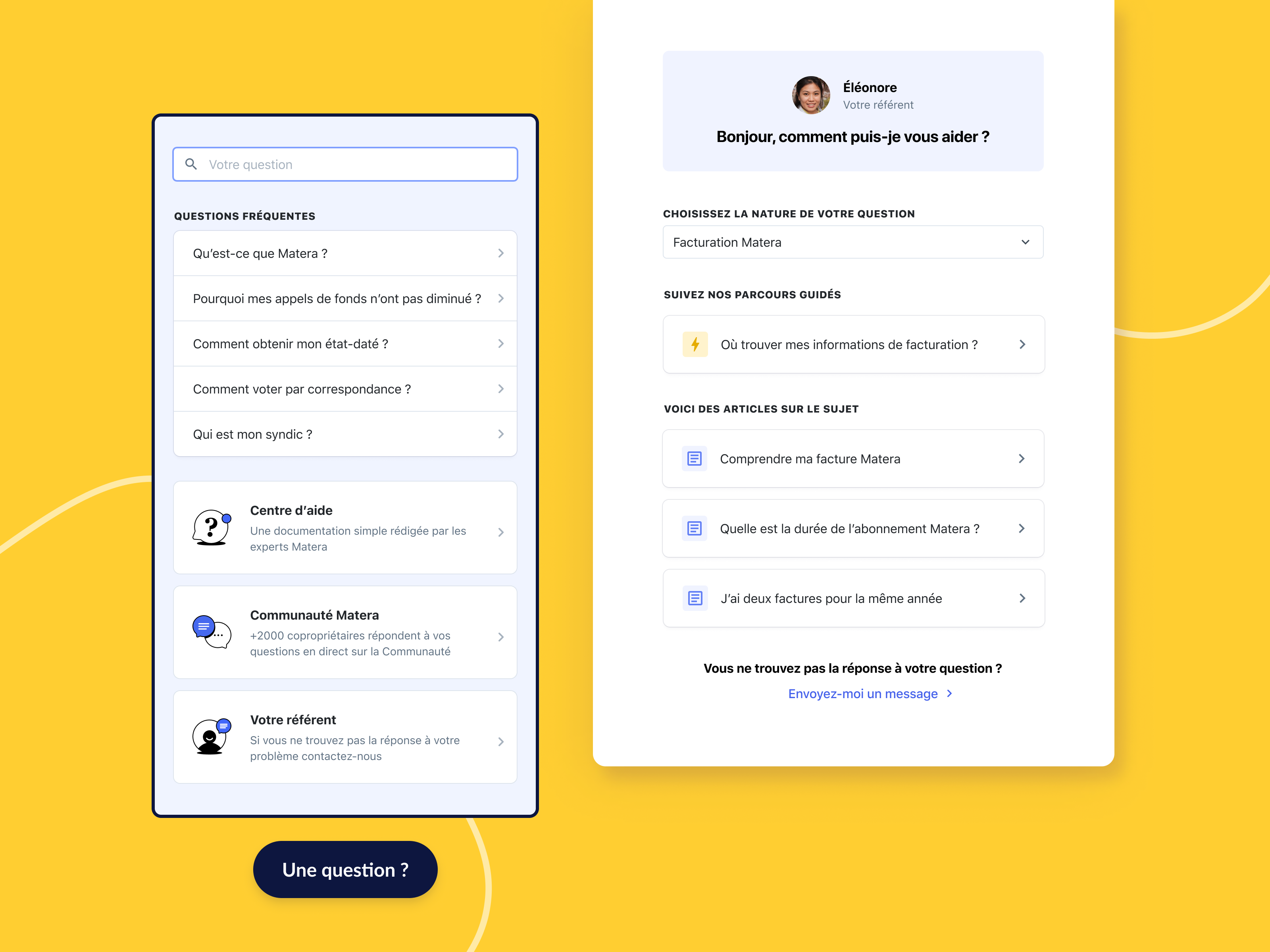 Matera support flow articles community faq support ui