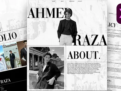 Modern Model Portfolio Website UI – Adobe XD interactiondesign