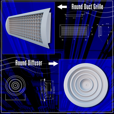 Round Duct Grille 3d branding graphic design logo