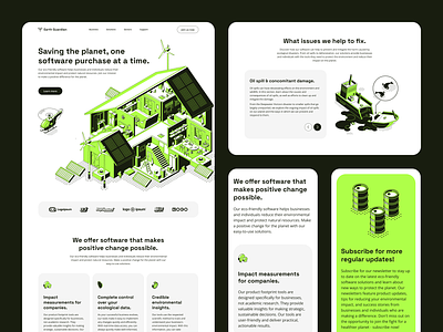 Earth Guardian Landing 🌿 about us clean eco graphic design green hero section illustration ios isometric mobile neon numbers services sustainability testimonials trendy typography ui ux vector