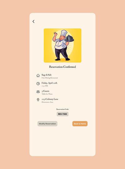 Dinner Confirmation #DailyUI app branding design graphic design illustration logo typography ui ux vector