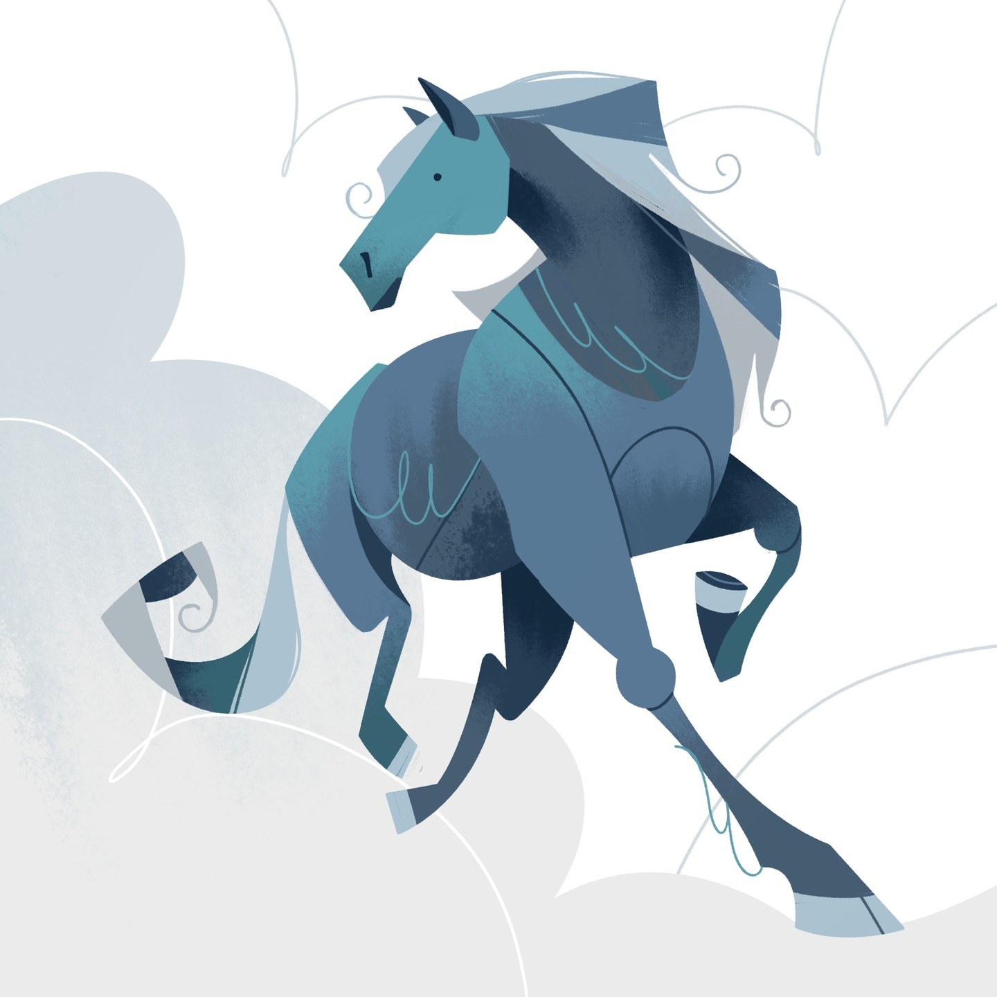 Rush 2d illustration animal book character character design cloud dynamicpose flat gallopinghorse horse horseart illustration motion run runninghorse rush speed story