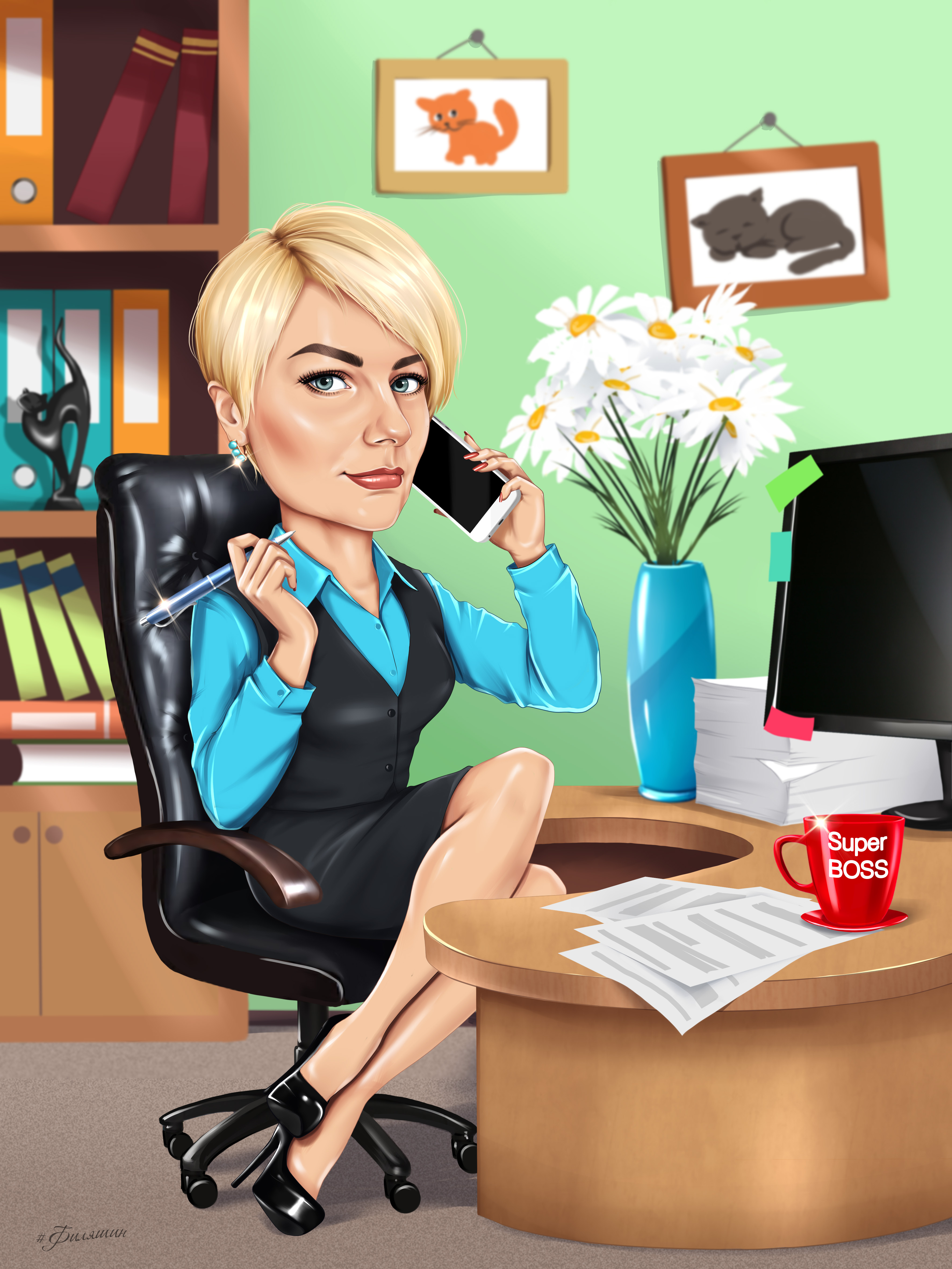 Boss caricature to order caricature cartoon character graphic design illustration portrait raster graphics
