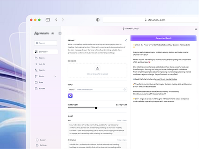 AI-Powered Social Media Post Generator Dashboard UI Design ai ai chat ai tools app design figma interface design post generator productivity professional audience saas saas dashboard saas design social media ui ui design uiux user interface ux web app
