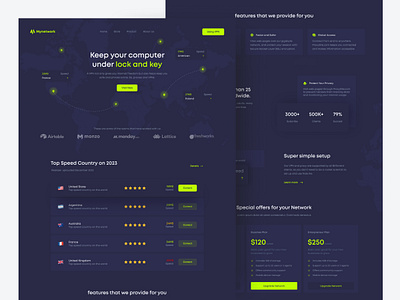 Landing Page VPN - Mynetwork clean country home page internet landing page landing page design network ui ui design ux vpn web web design website website design