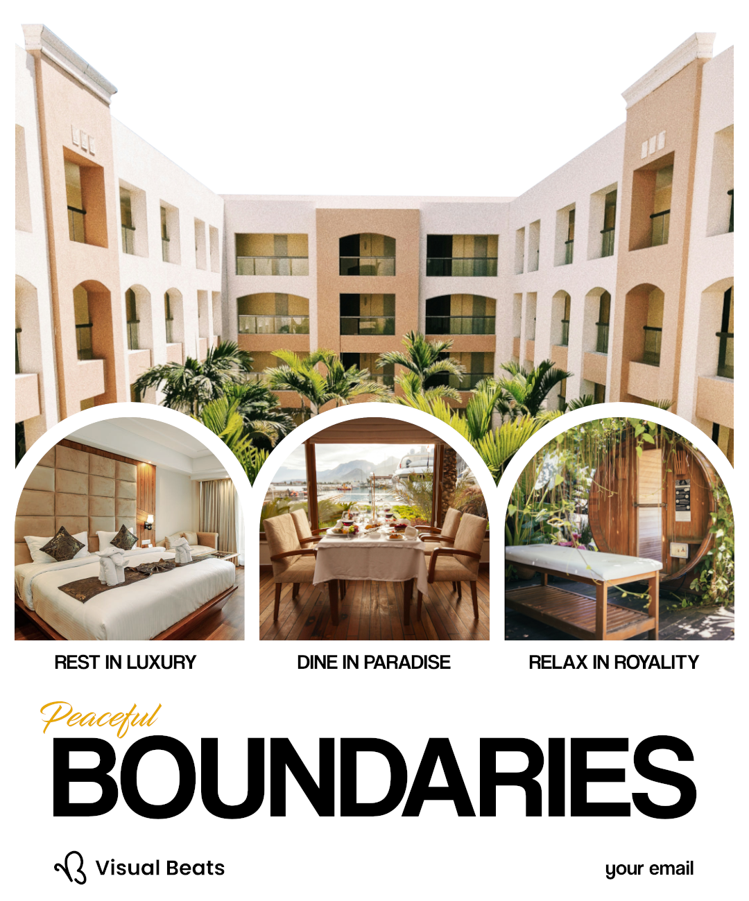 Peaceful Boundaries: Your Luxury Escape agency branding design gimp graphic design hotel poster minimal minimal poster design royality spa