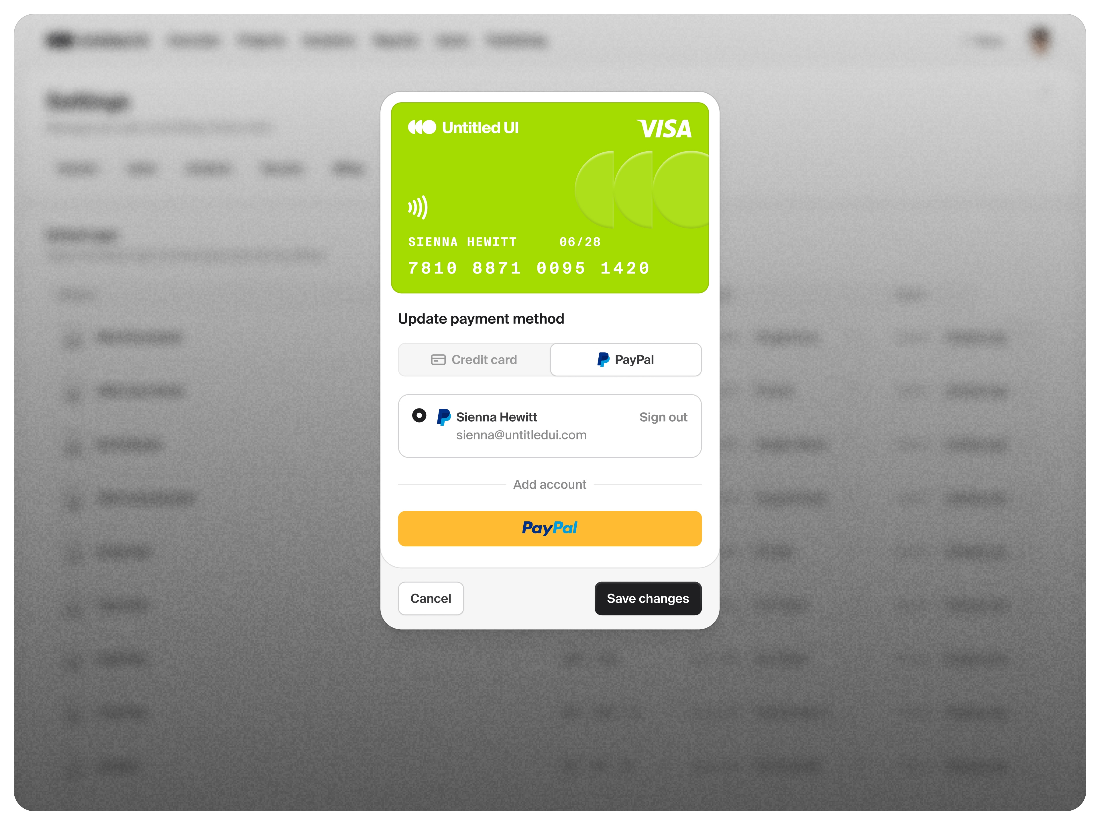 Update payment method — Untitled UI by Jordan Hughes® on Dribbble