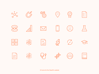 Icones for the ClassPro Website graphic design ui