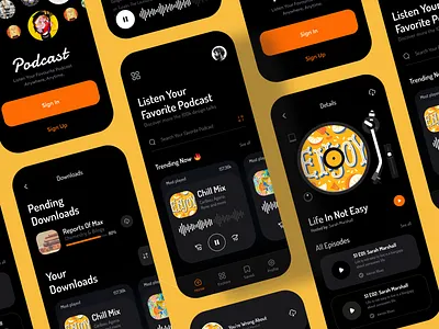 Podcast Mobile Application Design app app design awe dark ios ios live podcast mobile app podcast podcast app podcast application podcast design podcast kit podcast live podcasts streaming