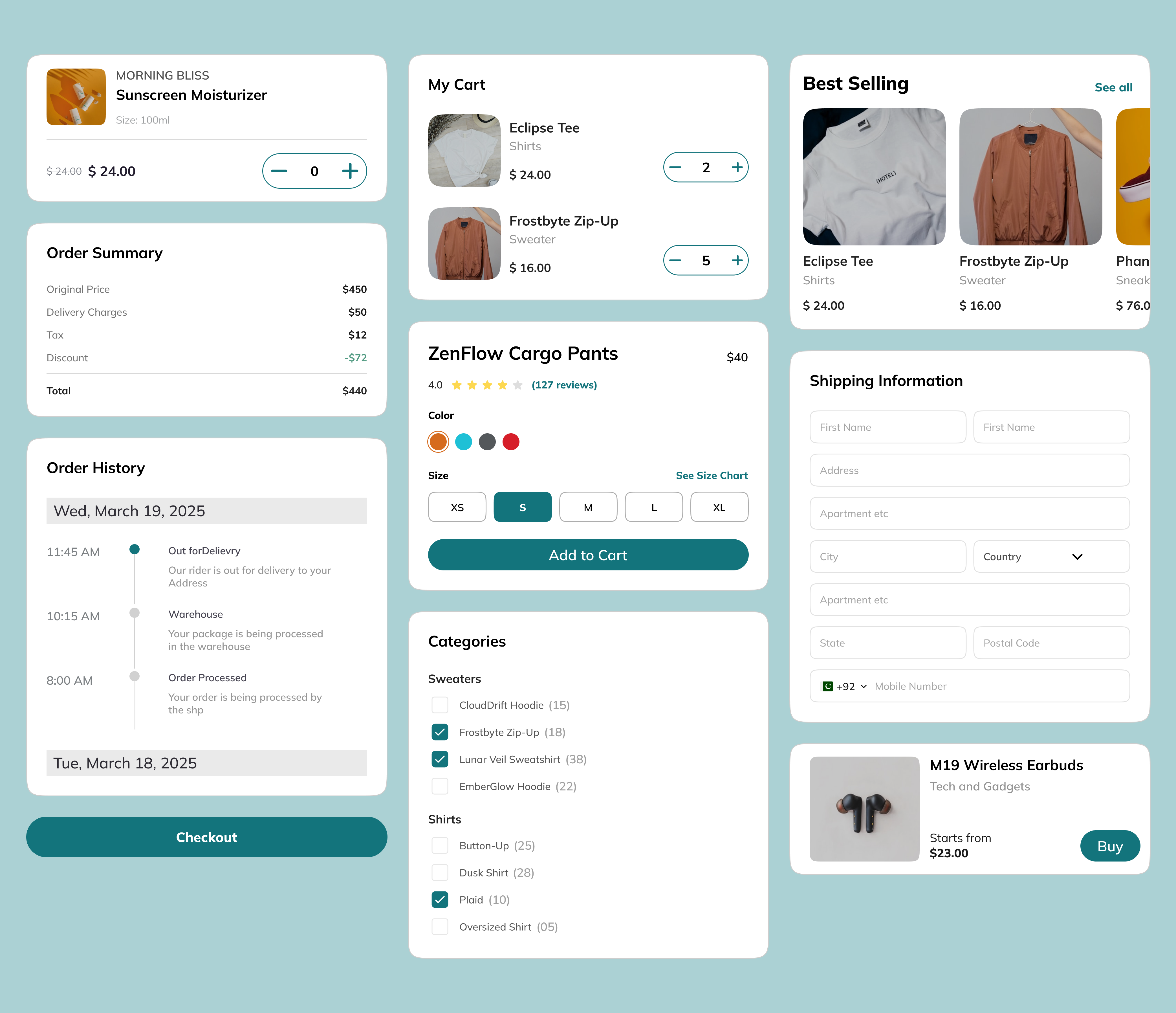 E-Commerce Elements atomic design components dailyui e commerce components ecommerce ui ui components ui elements ux