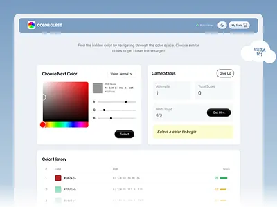 Color Guess Game colors design designtool product ui ux