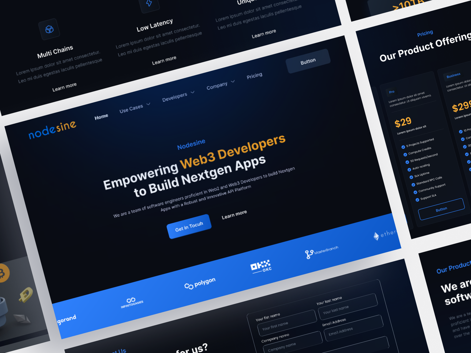 Nodesine branding design homepage landing page minimal softwaredeveloper ui ui designer uiux user interface design web 3.0 web design website website 3.0