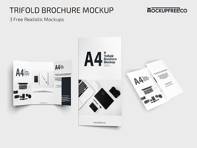 Trifold Brochure Mockup – Folded A4 a4 brochure folded free freebie mockup mockups photoshop psd template templates trifold trifolder