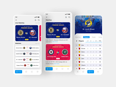 Ice Hockey Application branding icehockeyapp livematches mobileapp players