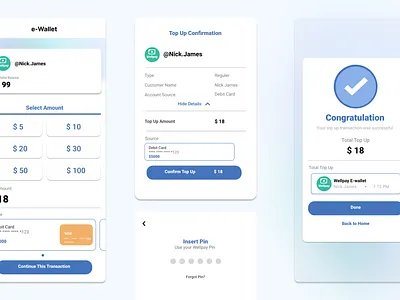 Top up E-wallet in Mobile Banking App app design mobi ui web design