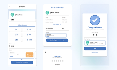 Top up E-wallet in Mobile Banking App app design mobi ui web design