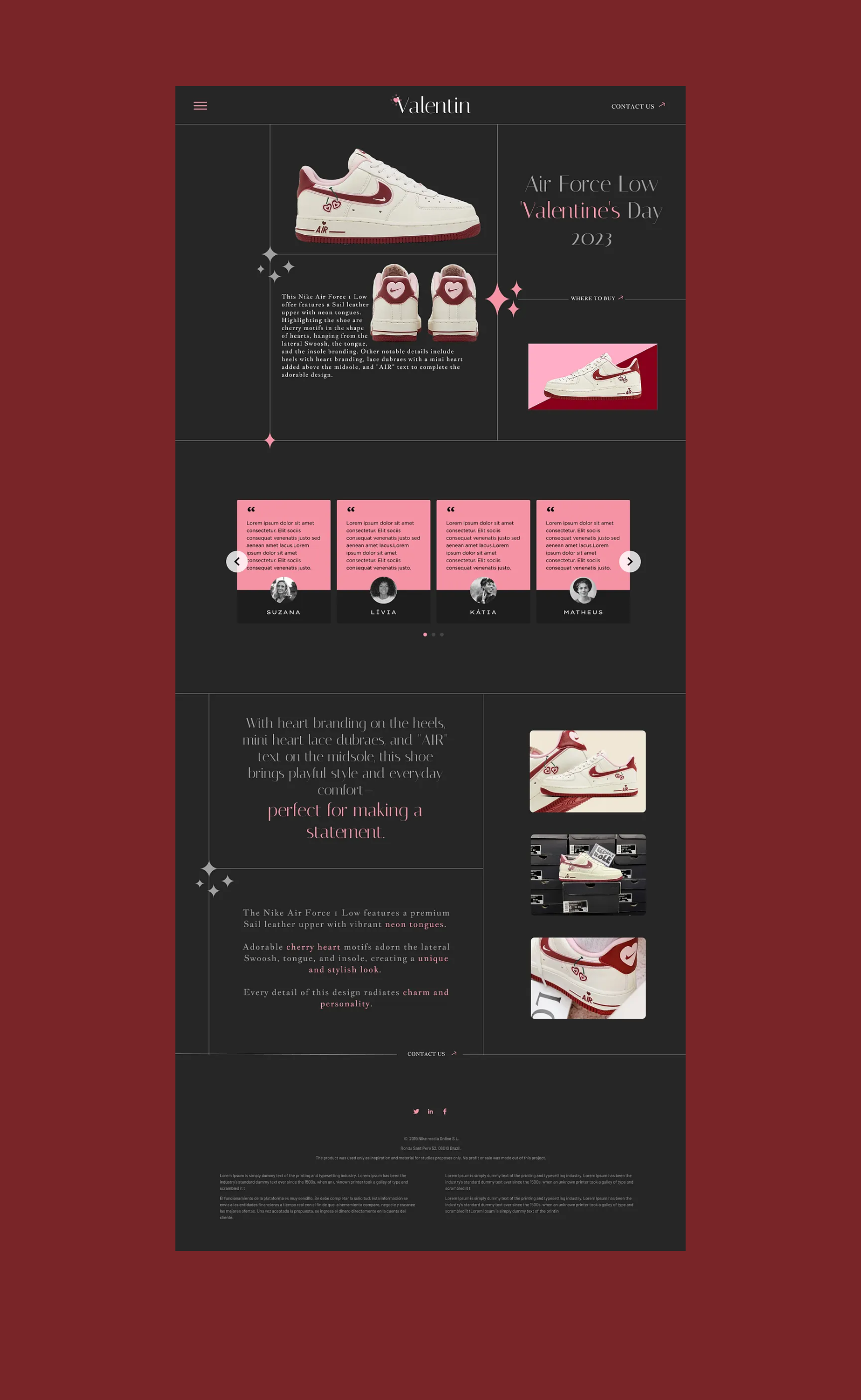 Valentin black and pink design figma layout nike no profit pink and black pink and grey romantic shoes study ui ux valentines valentines day web web design website
