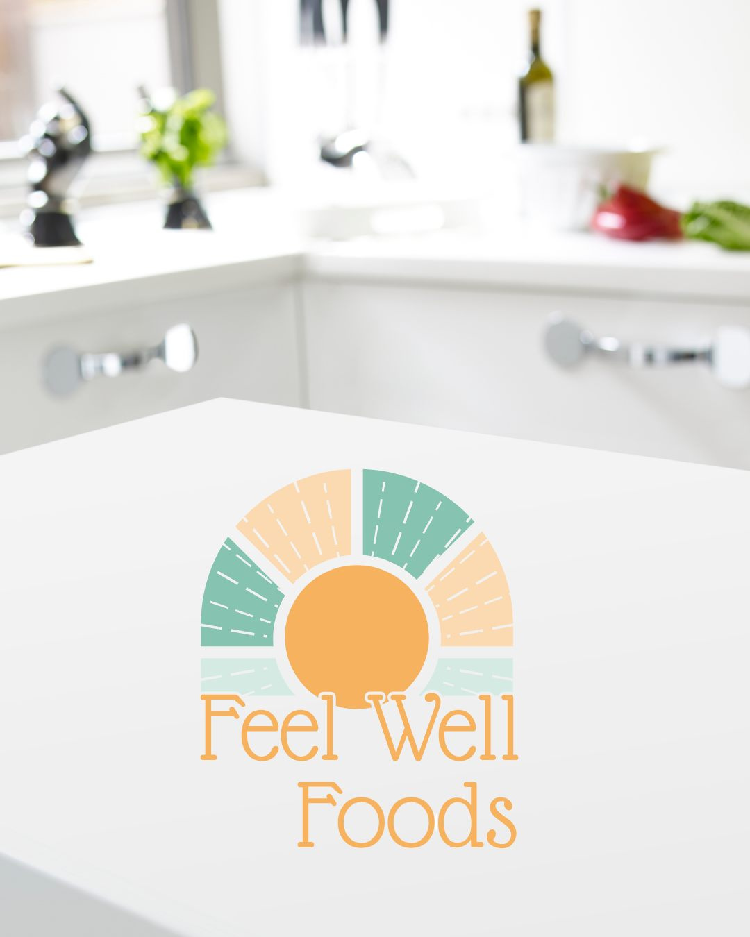 Feel Well Foods Logo Design brand identity logo design nutrition logo sun sun logo sunshine sunshine logo typography