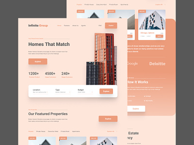Landing Page UI cardui clean hero hotel landing page location minimal mobile app product design real estate real estate app real estate website search typography ui ui design user experience ux web app web design