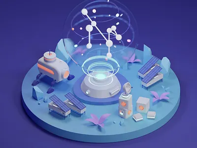 3d Heroic Labs diorama 3d animation blender blender 3d diorama illustration moon scene sci fi space scene