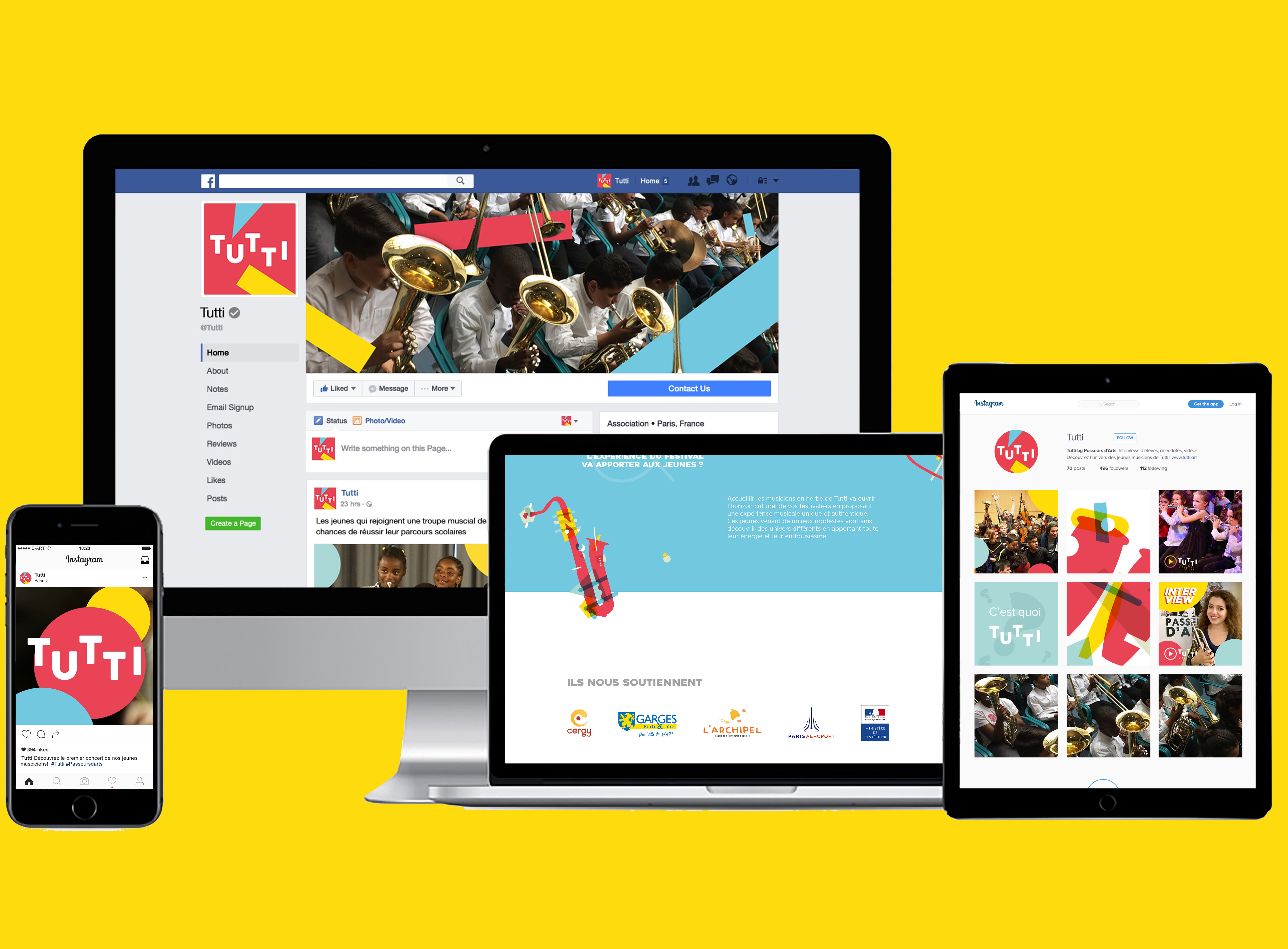 Tutti - Web & Brand Identity branding music tutti ui