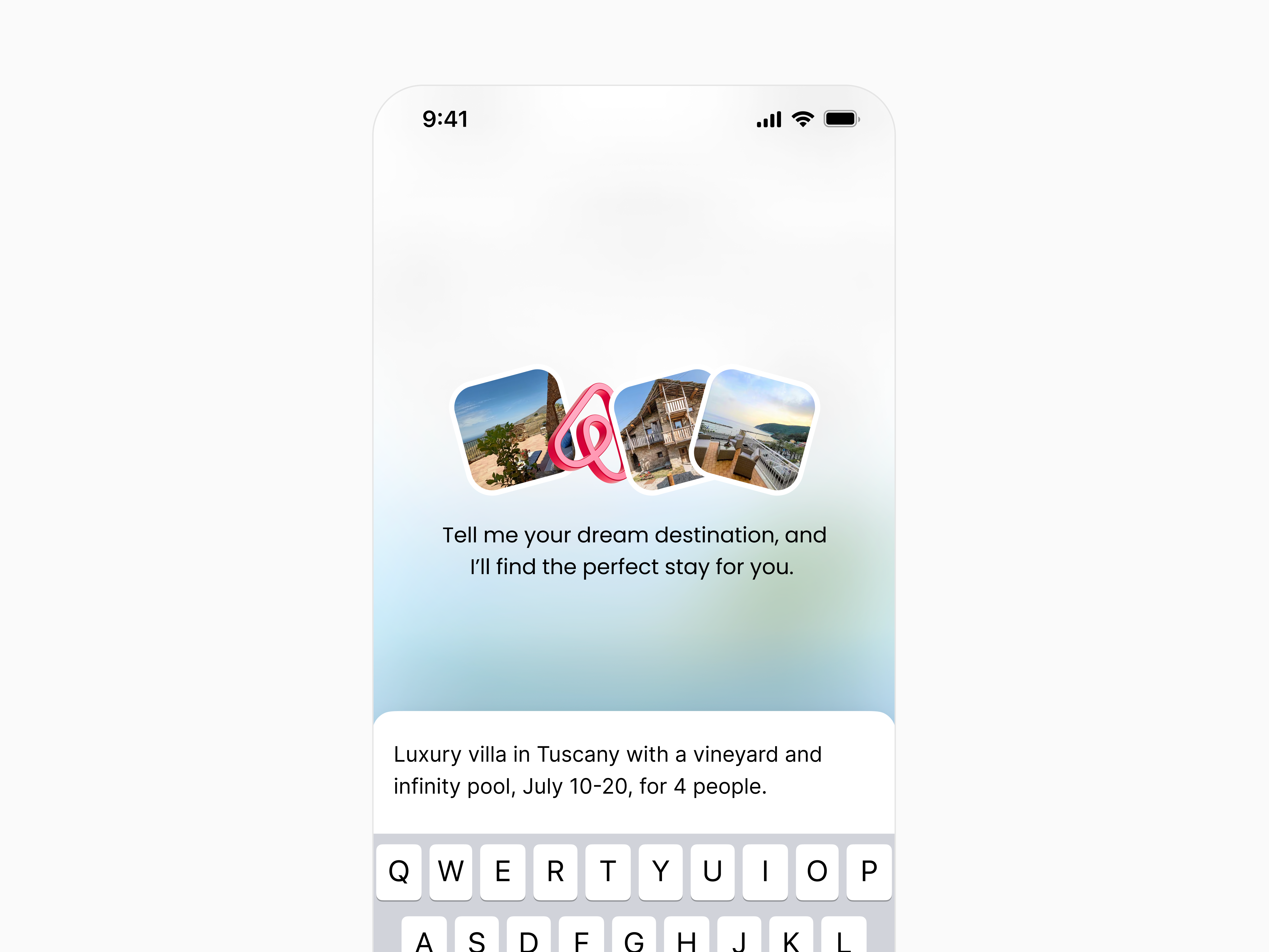 Airbnb AI-powered search, Motion design concept ai airbnb animation app artificial bio cards clean ui design details filter gradient hotel inteligence motion rent shadow ui user