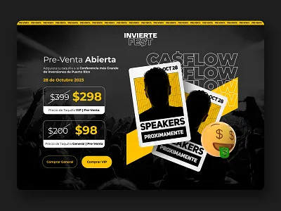 Invierte Fest 🤑 Landing Page branding checkout concept conference conference brand event fest festival graphic design landing page made in webflow speakers ui ui design uiux webflow website