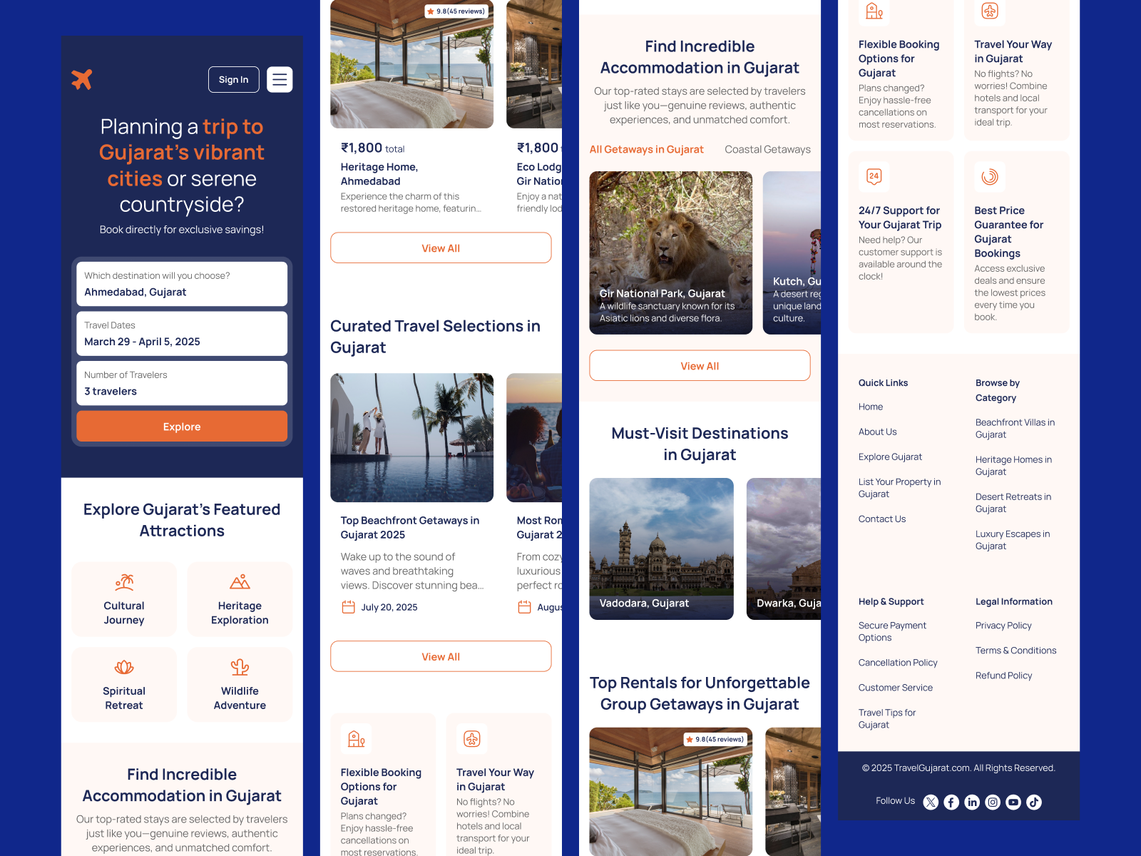 Gujarat Travel Booking UI – Seamless & Stunning booking branding destination booking digital product graphic design holiday india travel logo minimal travel planner modern motion graphics platform responsive design travel booking ui ui design user experience ux interface web app website