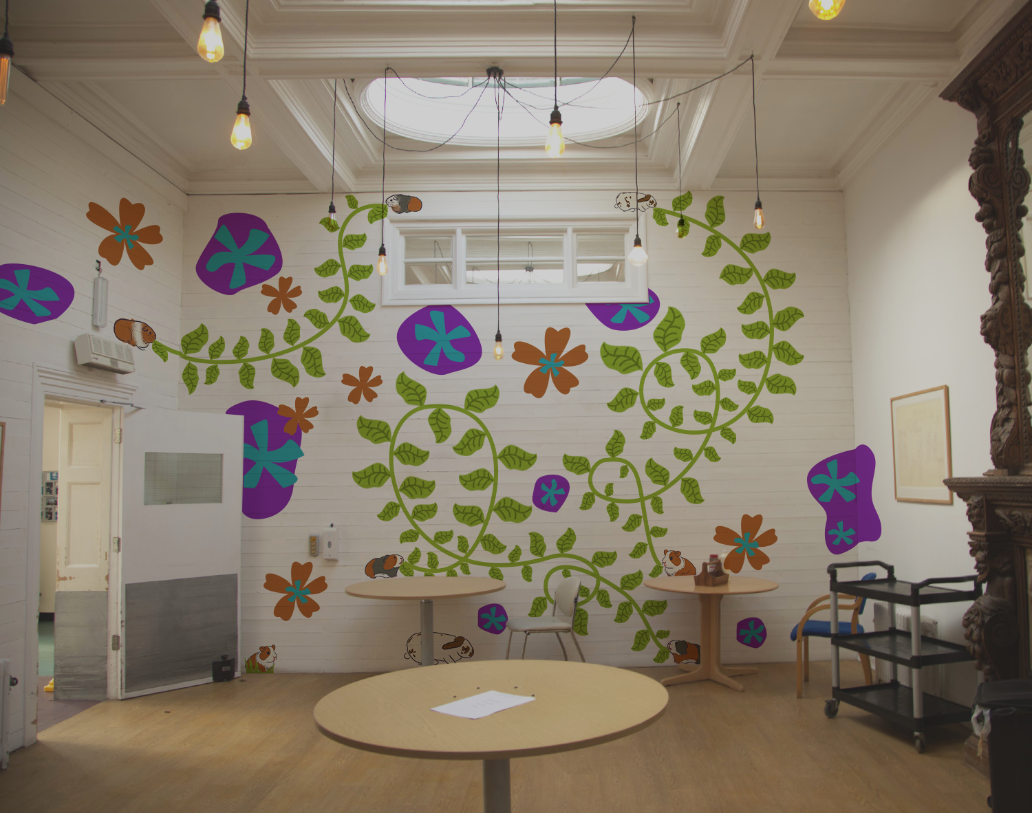 „Animal Eatery” Mural Design Pitch abstract animal care design dining eatery graphic design lounge mural vector