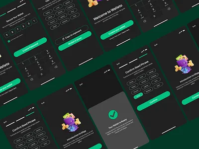 Crypto Wallet App UI – Dark Mode cryptoapp cryptowallet darkmode minimalistdesign uidesign userexperience web3