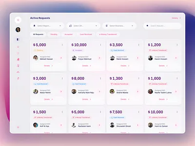 FinTech Solution for Seamless Cash & bKash e-Money Exchange bkash cash cashless dashboard economy emoney finance fintech fmcg glass glassmorphism khalid hasan zibon liquidity money money exchange money transfer payment payment request pink web