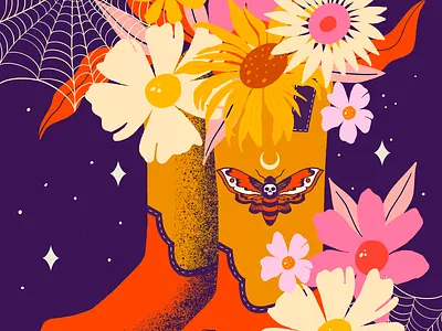 Gothic Western Bloom – Cowgirl Boots art art design artistic design artwork beautiful boots boots colorful colors fusion creative digital art fashion floral elements flowers gothic vibes illustration insparation inspire nature nature inspired vibrant