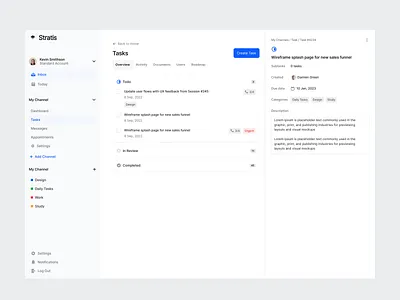 Stratis UI - Tasks pt.2 app clean dashboard design details interface manage menu minimal navigation product project saas sidebar tasks ui ui design ux ux design web