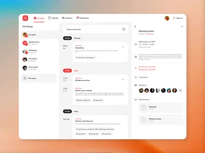 Web-app for group & organization calendars agenda calendar dashboard events group group calendars internal location ngo nonprofit organzation software ui web web app