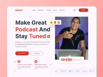 Podcast Website Header design frequency jabel landing design landing page podcast podcast song podcast website radio ui ux website design