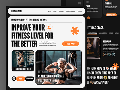 Rhinos Gym - Gym and Fitness Landing Page branding clean coach design exploration fitness gym healty landing page modern muscle product design simple sport ui ui design uxdesign web design website yoga