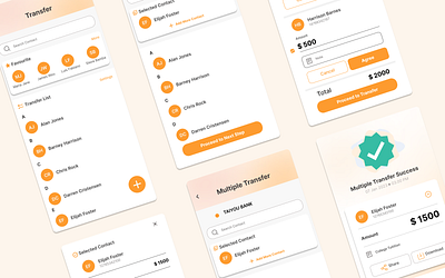 Mobile Banking App - Transfer to Multiple Account app branding design ui