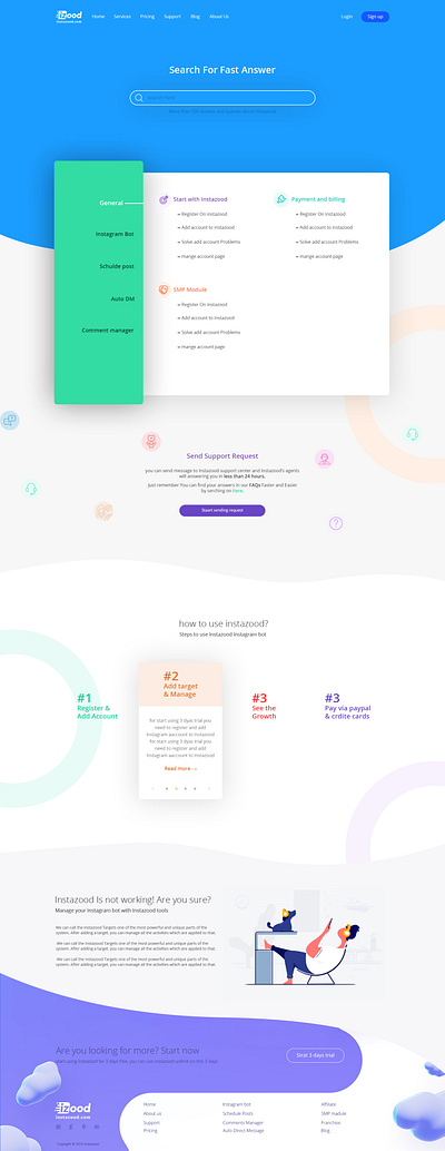 Instazood Support home page seo ui