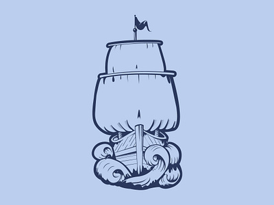 Wave blue design drawing illustration illustrator logo ship vector wave