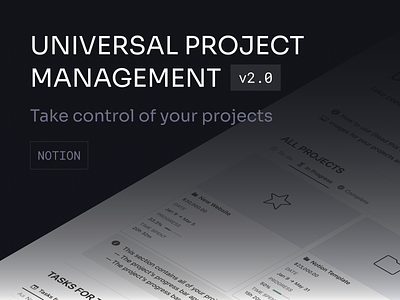 UNIVERSAL PROJECT MANAGEMENT | Update to v2.0 123done clients freelance mamagement notion notion planer notion template pm project tasks template universal project management