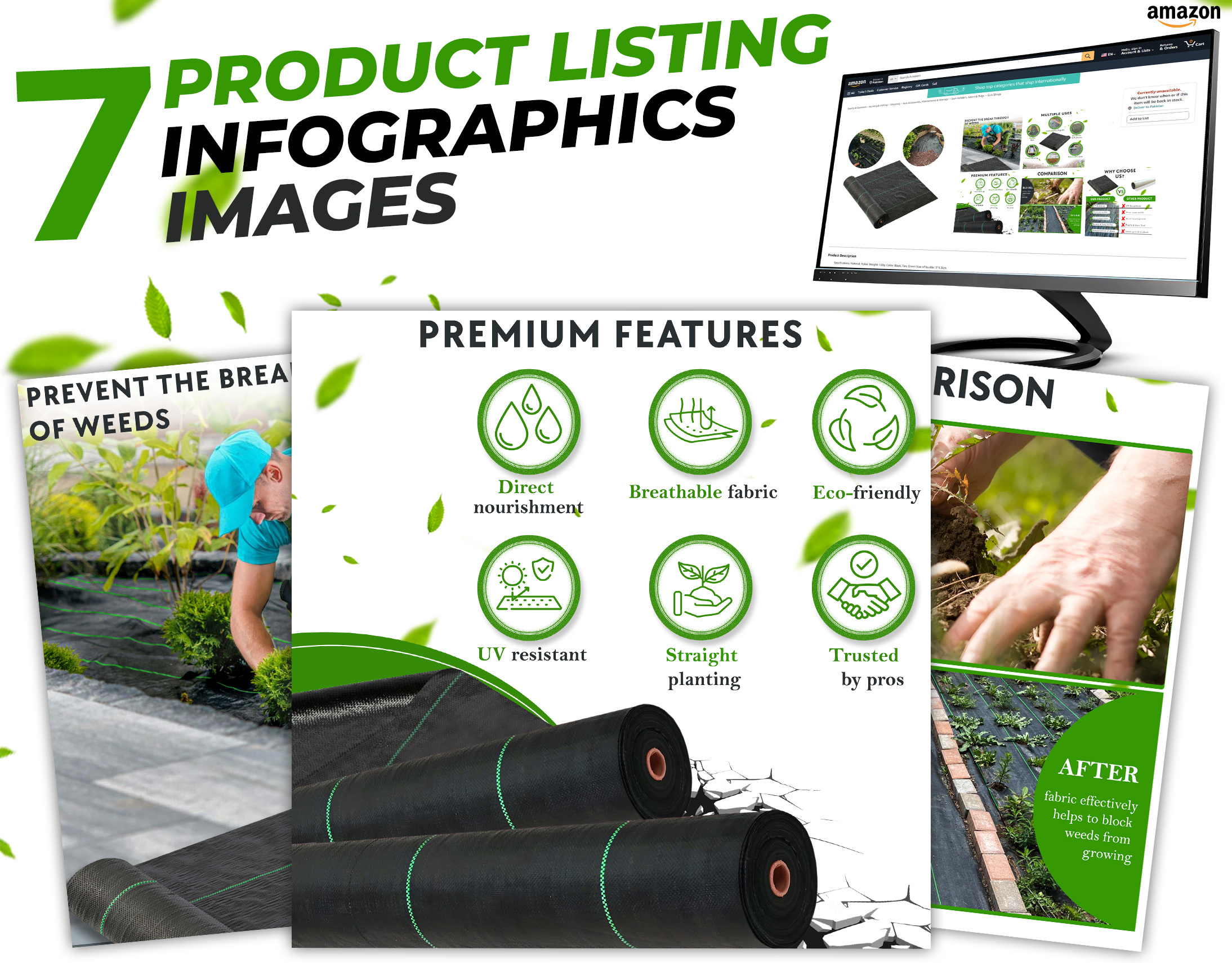 Weed Membrane a content amazon amazon listing ebc graphic design infographic listing listing images product design product listing