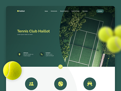 Tennis Club Haillot - Homepage ball belgium club design green minimal odoo round sport tennis trend ui web design website yellow