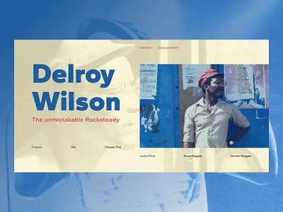 Hero Section - Delroy Wilson art directed editorial design graphic design hero section musician singer user interface web design