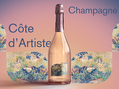 Côte d’Artiste Wine Label bottle branding champagne design designer grape graphic design illustration label logo packaging painting pastel photoshop pink vector wine winery